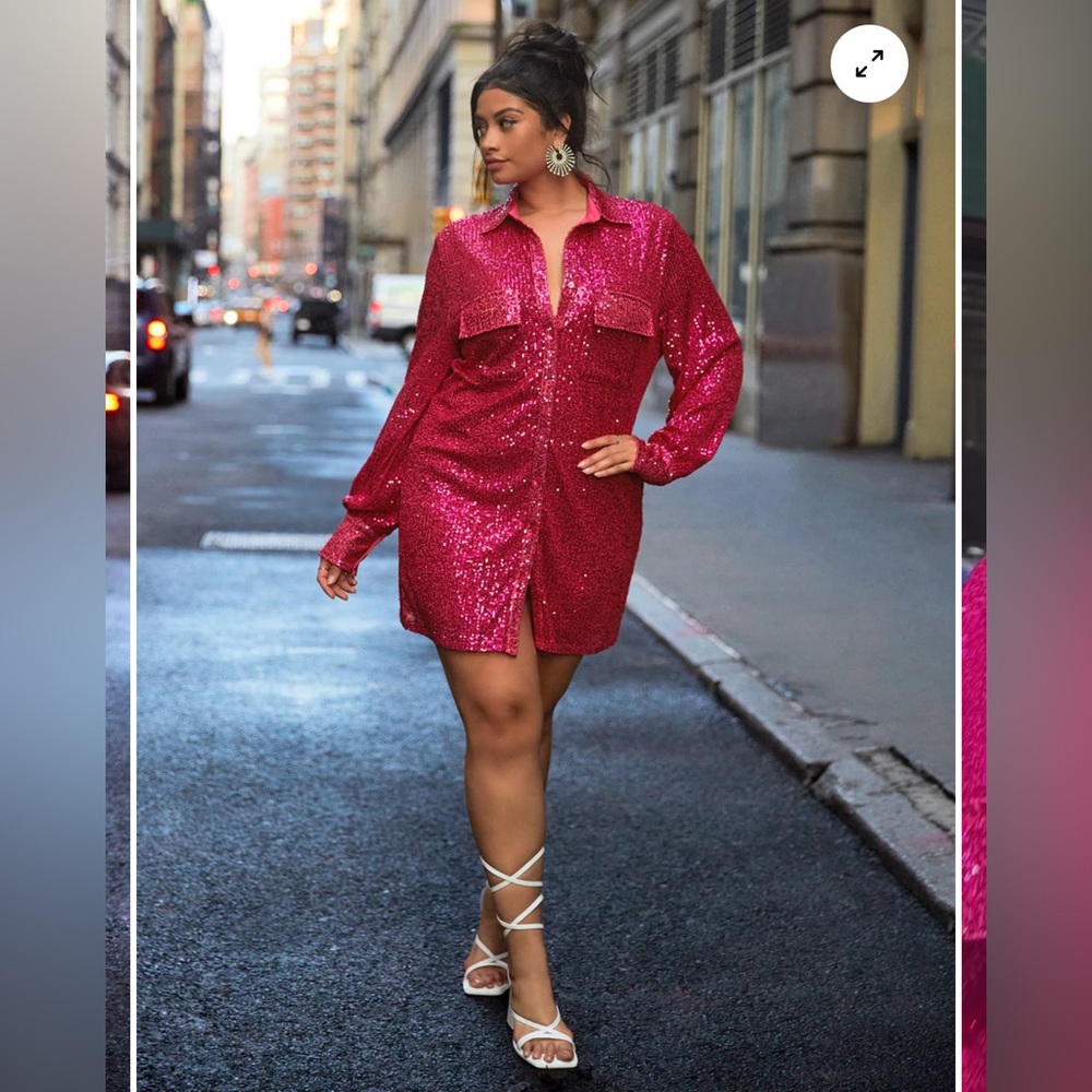 Rebdolls SEQUIN OVERSIZED SHIRT DRESS